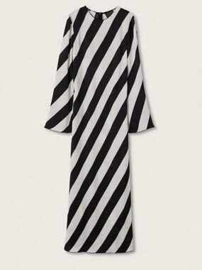 Mango Black and White Diagonal Stripe Maxi Dress